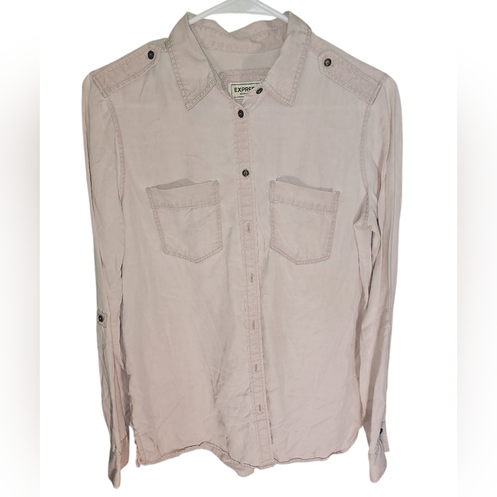 Express Boyfriend Light Pink Button Down Shirt